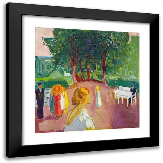 Edvard Munch 15x15 Black Modern Framed Museum Art Print Titled - Flirting in the Park (1942)