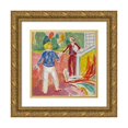 thumbnail image 1 of Edvard Munch 15x15 Gold Ornate Wood Frame and Double Matted Museum Art Print Titled - Two Women by the Veranda Steps (1942), 1 of 4