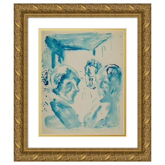 Edvard Munch 15x18 Gold Ornate Wood Frame and Double Matted Museum Art Print Titled - Untitled 6
