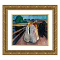 thumbnail image 1 of Edvard Munch 16x15 Gold Ornate Wood Frame and Double Matted Museum Art Print Titled - On the Bridge (1903), 1 of 4