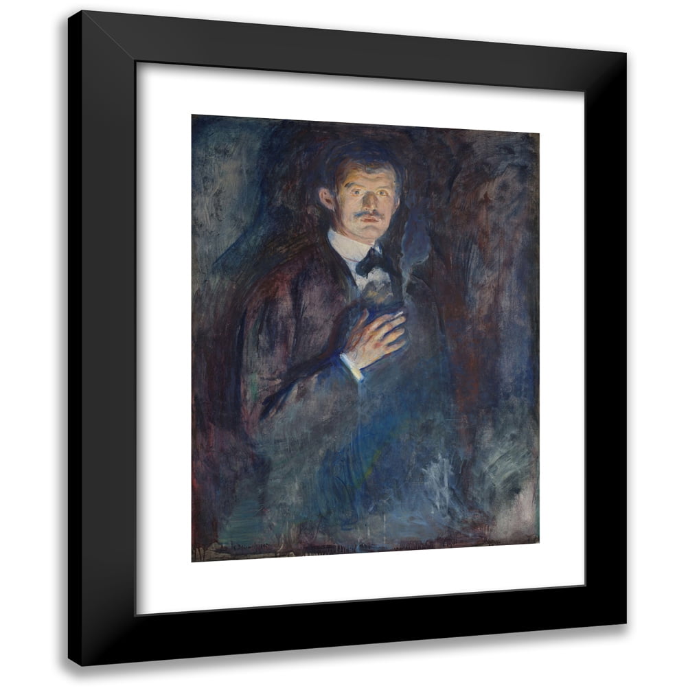edvard munch cigarette Edvard Munch 19x24 Gold Ornate Framed and Double Matted Museum Art Print  Titled - Self-Portrait with Cigarette (1895)