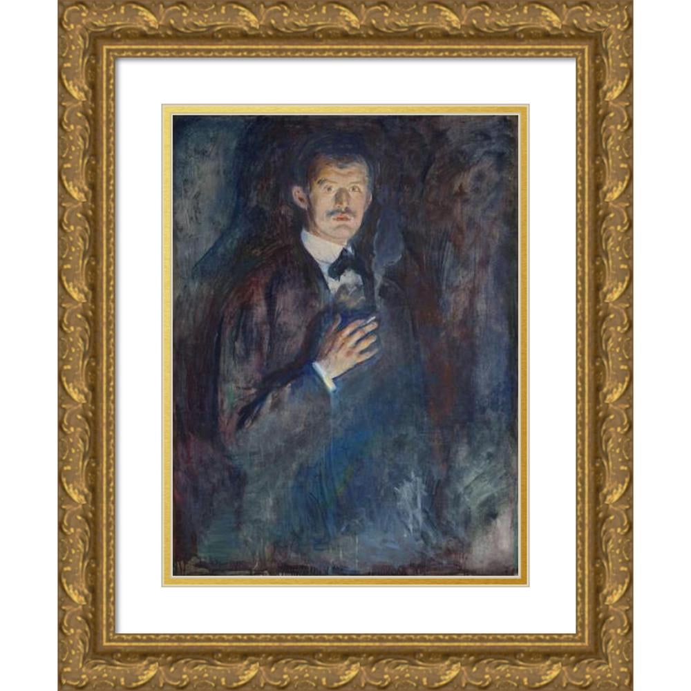 munch self portrait with cigarette Edvard Munch 19x24 Gold Ornate Framed and Double Matted Museum Art Print  Titled - Self-Portrait with Cigarette (1895)