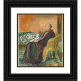 thumbnail image 1 of Edvard Munch 20x22 Black Ornate Framed Double Matted Museum Art Print Titled: Self-Portrait with the Spanish Flu (1919), 1 of 5