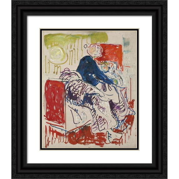 Edvard Munch 20x24 Black Ornate Framed Double Matted Museum Art Print Titled: The Death of the Bohemian (1915-20)