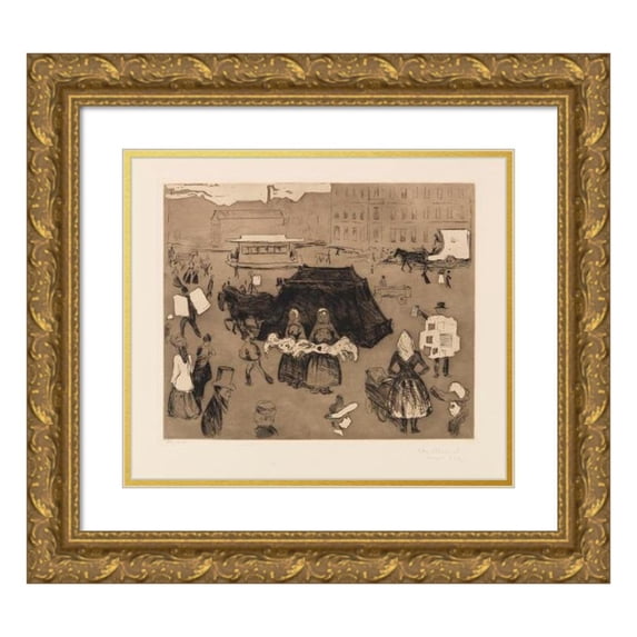 Edvard Munch 23x20 Gold Ornate Framed and Double Matted Museum Art Print Titled - The Corpse Car. Potsdamer Platz (1902)
