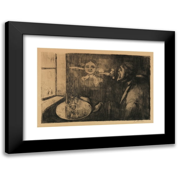 Edvard Munch 24x18 Black Modern Framed Museum Art Print Titled - Tete-A-Tete (Plauderstunde) (1894)