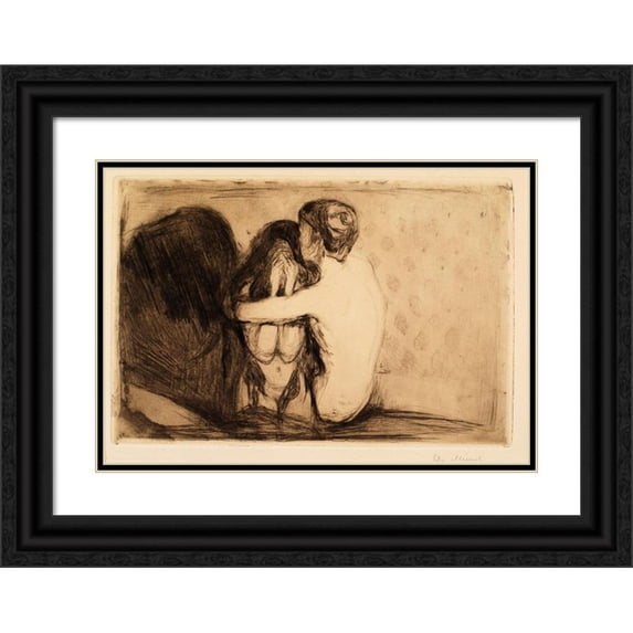 Edvard Munch 24x18 Black Ornate Framed Double Matted Museum Art Print Titled: Consolation (1986)