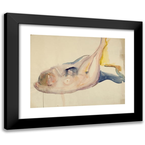 Edvard Munch 24x20 Black Modern Framed Museum Art Print Titled - Landscape Act with Raised Legs (1919-1924)