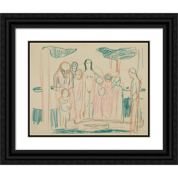Edvard Munch 24x20 Black Ornate Framed Double Matted Museum Art Print Titled: Untitled 23