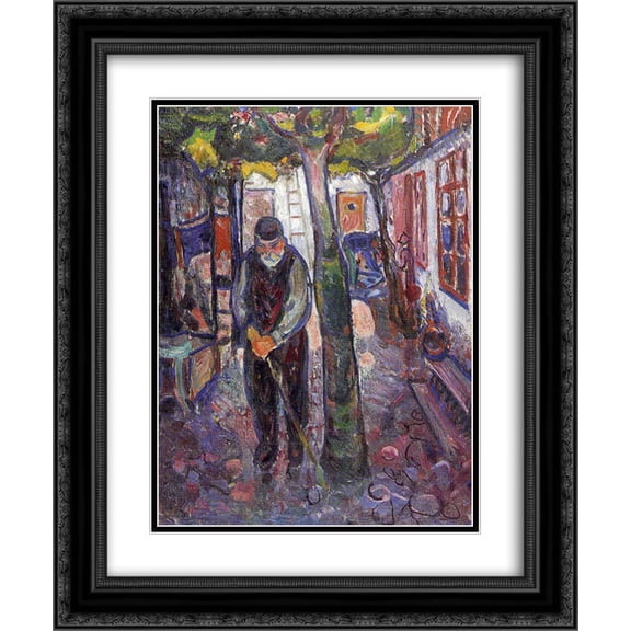 Edvard Munch 2x Matted 20x24 Black Ornate Framed Art Print 'Old Man in Warnemunde'