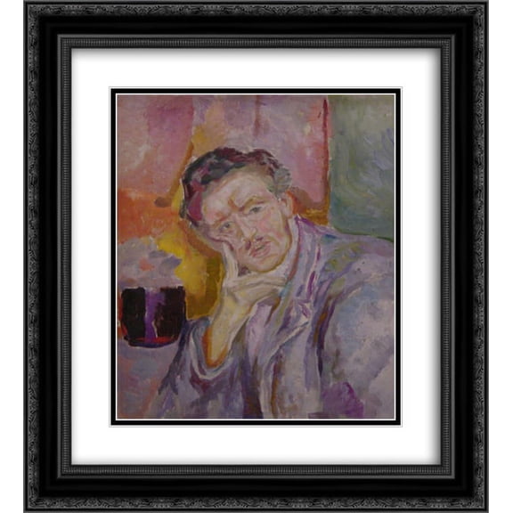 Edvard Munch 2x Matted 20x24 Black Ornate Framed Art Print 'Self-Portrait with Hand under Cheek'