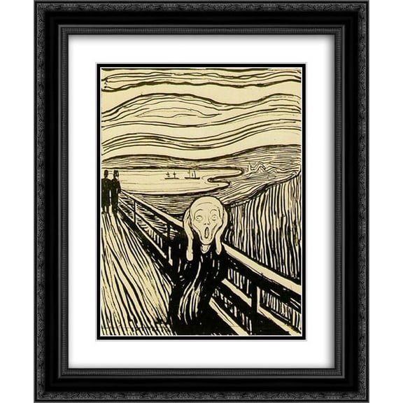 Edvard Munch 2x Matted 20x24 Black Ornate Framed Art Print 'The Scream'