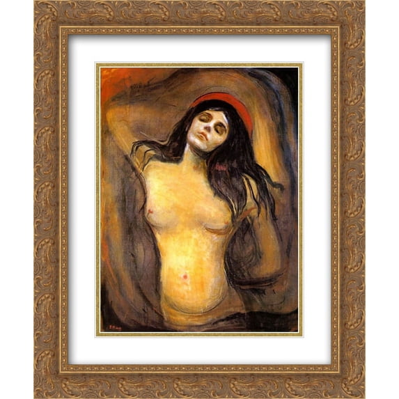 Edvard Munch 2x Matted 20x24 Gold Ornate Framed Art Print 'Madonna'