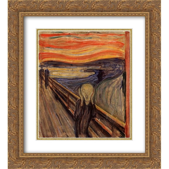 Edvard Munch 2x Matted 20x24 Gold Ornate Framed Art Print 'The Scream'