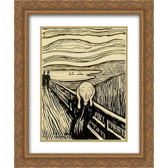 Edvard Munch 2x Matted 20x24 Gold Ornate Framed Art Print 'The Scream'