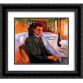 thumbnail image 1 of Edvard Munch 2x Matted 22x20 Black Ornate Framed Art Print 'Self-portrait with bottle of wine', 1 of 2