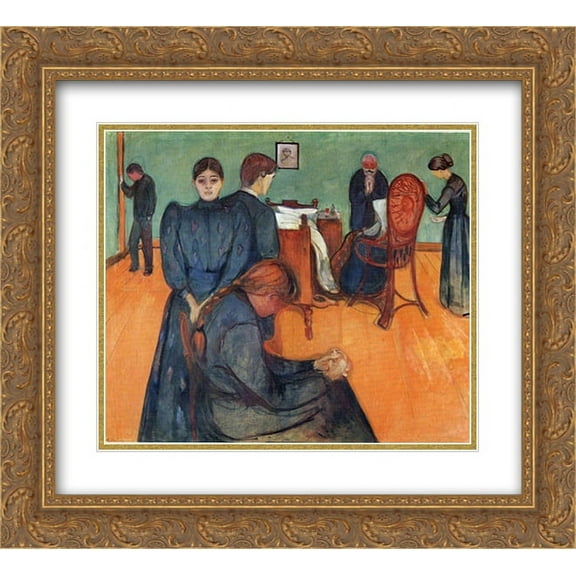 Edvard Munch 2x Matted 22x20 Gold Ornate Framed Art Print 'Death in the sickroom'