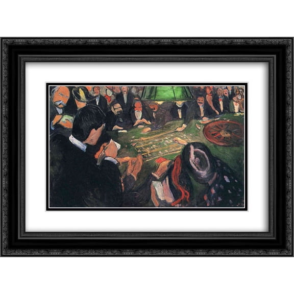 Edvard Munch 2x Matted 24x18 Black Ornate Framed Art Print 'By the Roulette'