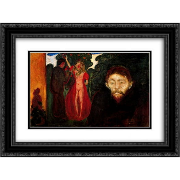 Edvard Munch 2x Matted 24x20 Black Ornate Framed Art Print 'Jealousy'