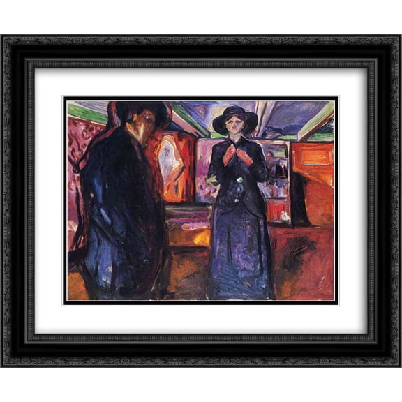 Edvard Munch 2x Matted 24x20 Black Ornate Framed Art Print 'Man and Woman II'
