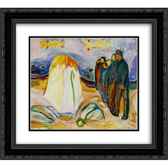 Edvard Munch 2x Matted 24x20 Black Ornate Framed Art Print 'Meeting'