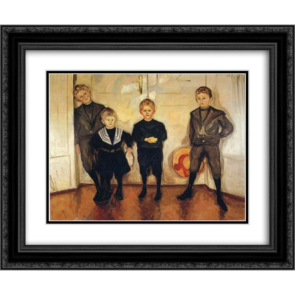 Edvard Munch 2x Matted 24x20 Black Ornate Framed Art Print 'The Four Sons of Dr. Linde'