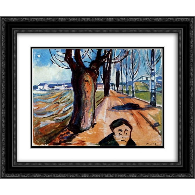 Edvard Munch 2x Matted 24x20 Black Ornate Framed Art Print 'The