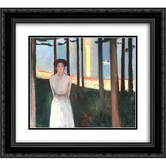 Edvard Munch 2x Matted 24x20 Black Ornate Framed Art Print 'The Voice'
