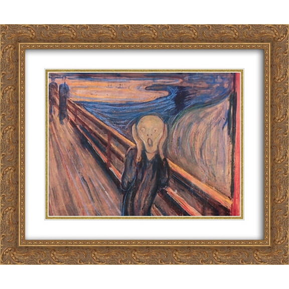 Edvard Munch 2x Matted 24x20 Gold Ornate Framed Art Print 'The Scream'