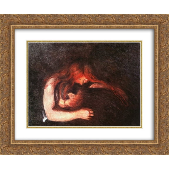 Edvard Munch 2x Matted 24x20 Gold Ornate Framed Art Print 'Vampire'
