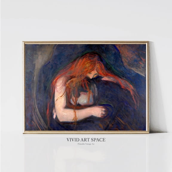 Edvard Munch Love And Pain Vampire Expressionist Portrait Dark Vintage Lover Print Wall Art