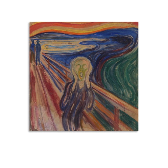 Edvard Munch Painting Poster The Scream (2) Painting On Canvas Wall Art Poster Scroll Picture Print Living Room Walls Decor Home Posters 16x16inch(40x40cm)