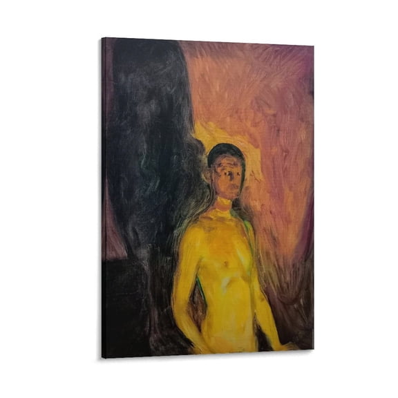 Edvard Munch Self Portrait in Hell Canvas Art Poster Picture Print Wall Art Poster Painting Canvas Posters Artworks Gift Room Aesthetic 24x36inch(60x90cm)