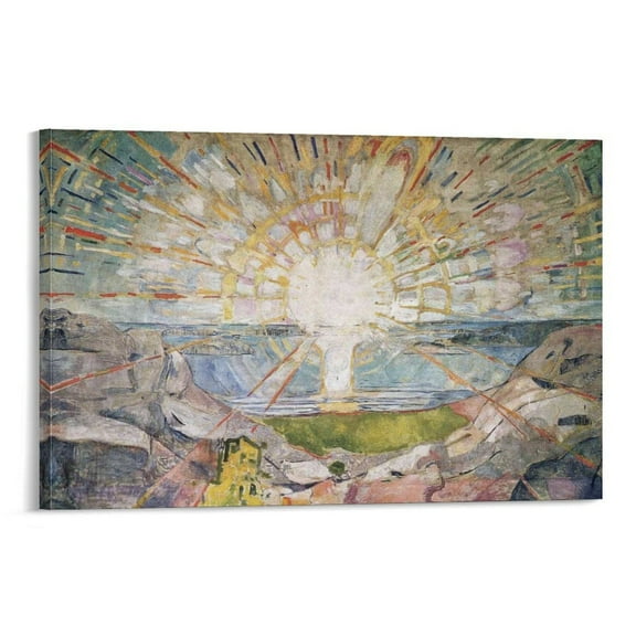 Edvard Munch The Sun Canvas Art Poster Painting On Canvas Wall Art Poster Scroll Picture Print Living Room Walls Decor Home Posters 12x18inch(30x45cm)