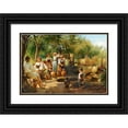 thumbnail image 1 of Edvard Petersen 18x14 Black Ornate Wood Framed Double Matted Museum Art Print Titled - Girls Pick Up Water at the Well at Noon (1886), 1 of 5