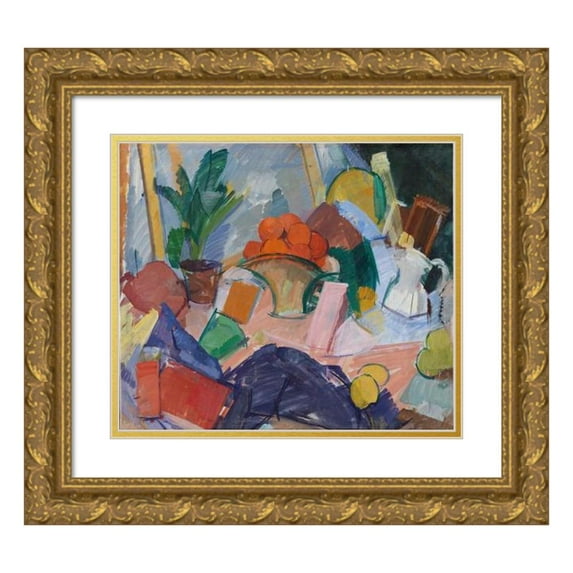 Edvard Weie 23x20 Gold Ornate Framed and Double Matted Museum Art Print Titled - Still Life with Oranges in a Basket (1922 - 1923)
