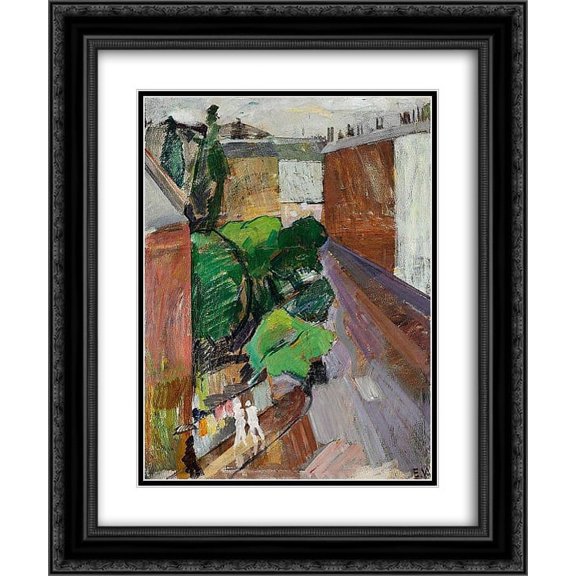 Edvard Weie 2x Matted 20x24 Black Ornate Framed Art Print 'Fra Classensgade, regnvejr'