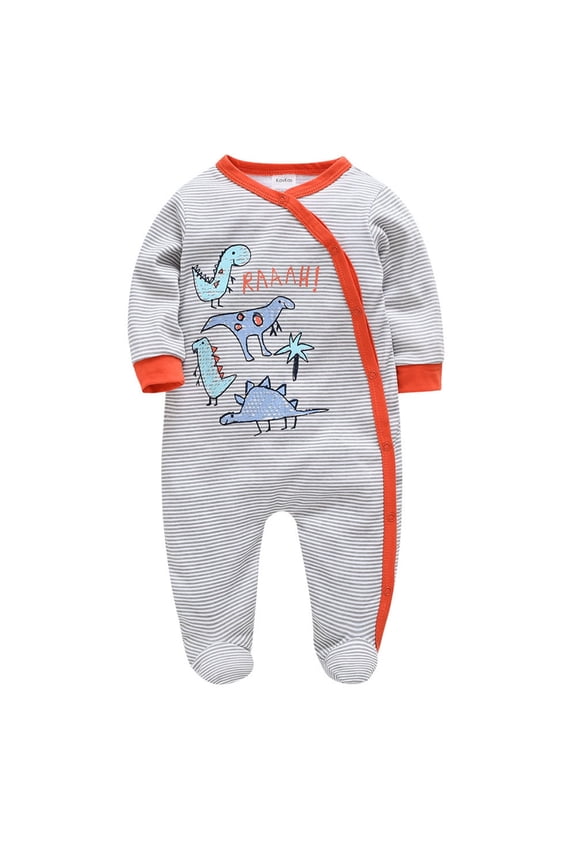 0-12Months Baby Boy Sleepers Spring Fall Toddler Romper Boys Girls Long Sleeve One-Piece Cute Cartoon Printed Rompers Jumpsuit Cotton Infant Outfits Birthday Gift