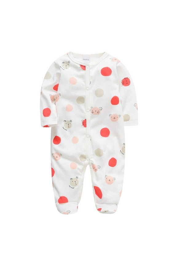 0-12Months Baby Clothes for Girls Toddler Baby Romper Long Sleeve Cute Printed Round Neck Jumpsuit Rompers Soft Cotton Infant Baby Sleeper