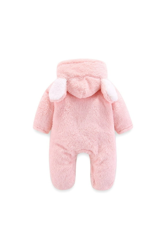 0-12Months Newborn Baby Winter Clothes Girls Boys Clothes Long Sleeve Bear Ear Hooded Jumpsuit Fleece Rompers Warm Overall Coat Outfits