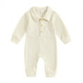 thumbnail image 1 of Edvintorg 0-18 Months Fall Baby Clothes Toddler Baby Girls Boys Romper Long Sleeve Solid Color Turndown Collar T-Shirt Jumpsuit Rompers with Pocket Infantis Costume, 1 of 3