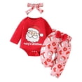 thumbnail image 1 of Edvintorg 0-18 Months Newborn Christmas Outfit Girl Cute Santa Claus Print Long Sleeve Jumpsuit + Bow Pants + Headband 3Pcs Sets Fall Winter Toddler Baby Girl Clothing Sets, 1 of 7