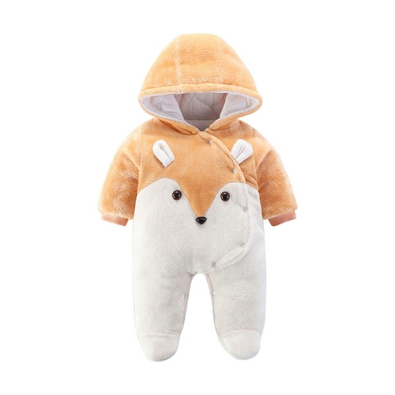 Edvintorg 0-18Months Baby Newborn Jumpsuit Footie Hooded Thicken Winter Bunting Outwear Snowsuit Pajamas for Girls Boys Infant Romper Jumpsuit