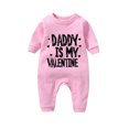 thumbnail image 1 of Edvintorg 0-18Months Daddy Is My Valentine Baby Rompers Long Sleeve Newborn Toddler Baby Girls Boys Cute Letter Print T-Shirt Jumpsuit Romper Cotton Baby Onesie, 1 of 3