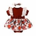 thumbnail image 1 of Edvintorg 0-18Months Newborn Baby Girl Clothes Set Summer Clearance Infant Outfits Short Sleeve Skirt Baby Girl Lace Bow Tie Dress Romper Hair Band Set, 1 of 7