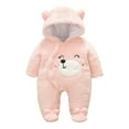 thumbnail image 1 of Edvintorg 0-24Month Newborn Fleece Footie Jumpsuit Hooded Warm Thicken Winter Outwear Snowsuit for Baby Girls and Boys Toddler Romper Outfit, 1 of 5