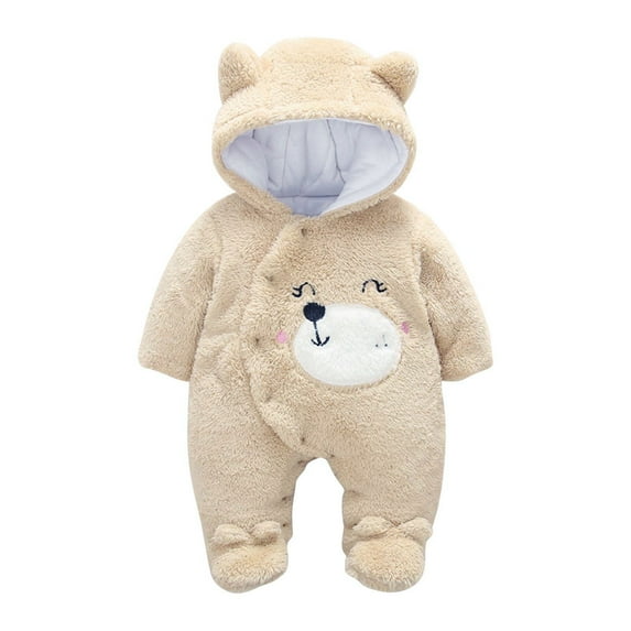 Edvintorg 0-24Month Newborn Fleece Footie Jumpsuit Hooded Warm Thicken Winter Outwear Snowsuit for Baby Girls and Boys Toddler Romper Outfit