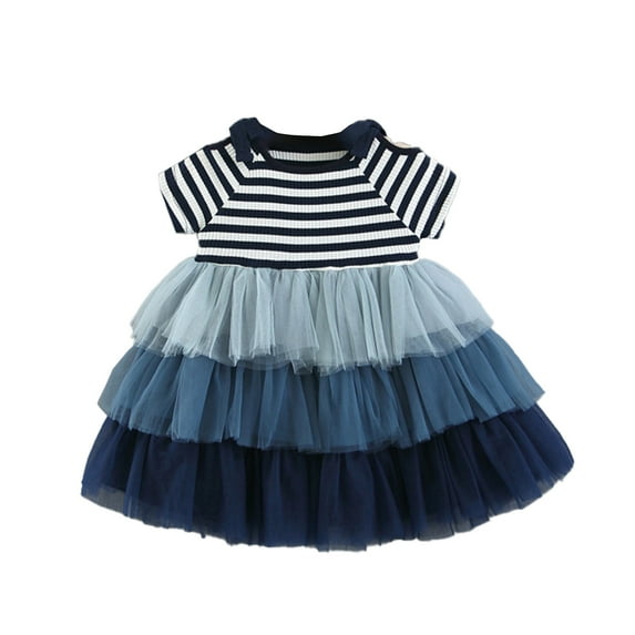 Edvintorg 0-2T Summer Newborn Baby Dresses Gift Clearance Kawaii Mesh Patchwork Short Sleeve Princess Dress Kids Dresses For Girls Vestido