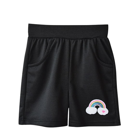 Edvintorg 1-10 Years Girls Athletic Shorts Fashion Letter Printed Elastic Waist Summer Casual Shorts with Pocket Kids Clothes Girls