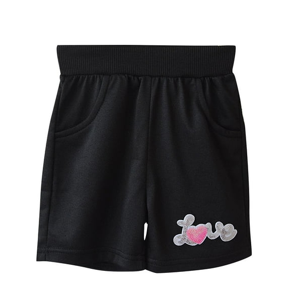 Edvintorg 1-10 Years Shorts for Teen Girls Fashion Letter Printed Elastic Waist Summer Casual Shorts with Pocket